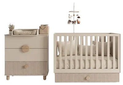 Obrázek produktu pro ZEE LOFT dětský pokoj Kašmír postýlka 2v1 120x60 cm se zásuvkou a komodou