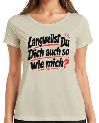 Immagine prodotto di Maglietta da donna con scritta divertente e sarcastica: "Anche tu ti annoi come me?", taglia XL, stile casual