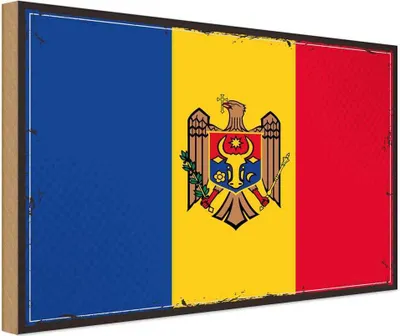 Produktbild von vianmo Holzschild 30x40 cm Moldau Retro Moldova Flagge Fahne Wappen