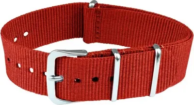Produktbild von ClassicWatchStraps Nylon Uhrenarmband - Rot, 22 mm, Silber poliert