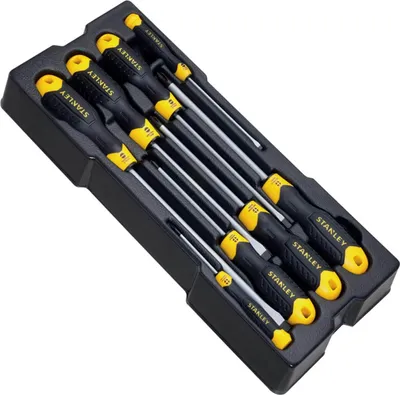 Produktbild von STANLEY STMT1-74181 TransModul Schraubendreher Cushiongrip Set 8-teilig - Teil des Werkstattwagen System, aus hochwertigem Chrom-Vanadium Stahl
