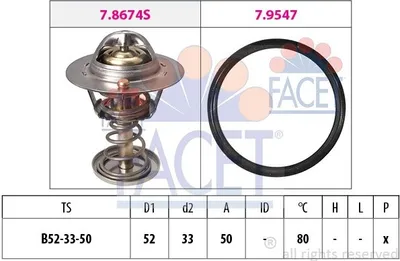 Produktbild von FACET Thermostat Kühlmittel 80°C für TOYOTA Yaris Schrägheck (P9) für CITROËN C1 (PM, PN) passend für PEUGEOT 107 Schrägheck (PM, PN)