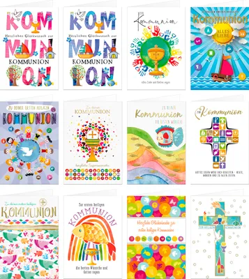 Produktbild von Kommunionskarten mit Briefumschlägen im 12er Set