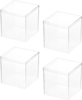 Produktbild von 4 stück acryl-displaybox, transparente box, 10 x 10 x 10 cm, aufbewahrungsbox mit deckel, zum aufbewahren von süßigkeiten, haarschmuck, spielzeug