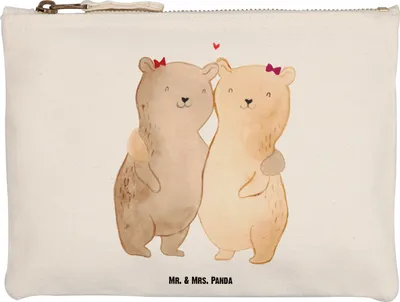 Produktbild von Mr. & Mrs. Panda Schlampermäppchen Bären Schwestern Größe M - Weiß - Geschenk, Kulturbeutel, Sister, Zwillinge, Mäppchen, Beste Freundin, Federmappe, Schwester, Bruder