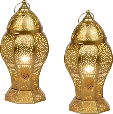 Image de lot de 2 lampes de table décoratives orientales Lampe de chevet Jaleel Or