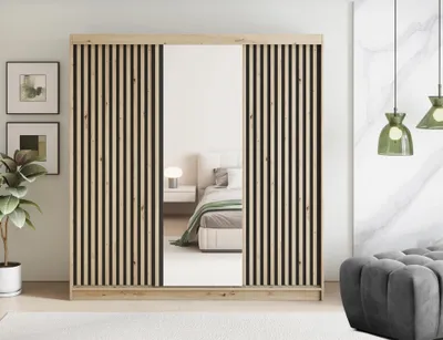 Obrázek produktu pro Šatní skříň s posuvnými dveřmi 180 cm ZORIANA - dub artisan