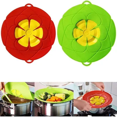 Obrázek produktu pro 2 ks víčka odolná proti stříkající vodě, víčka na hrnce, silikon vhodný pro styk s potravinami, nepropustná, fialová, 28 cm