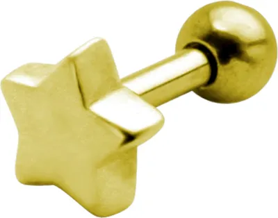 Produktbild von Helix Ohrpiercing 925 Sterling Silber mit Stern in verschiedenen Farben Material - Silber gelbvergoldet Verschlusskugel - 3 mm