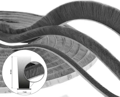 Zdjęcie produktu dla Szczotka uszczelniająca Szczotka do drzwi Samoprzylepna 5m 7×22mm Szara Szczotka uszczelniająca Uszczelka do drzwi