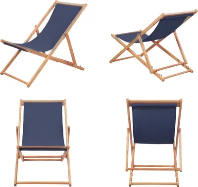 Immagine prodotto di vidaXL Sedia da spiaggia pieghevole in tessuto e struttura in legno blu - Sedia da spiaggia - Sedia da campeggio - Sedie da campeggio