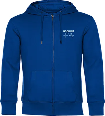 Produktbild von multifanshop Kapuzen Sweatshirt Jacke - Bochum - Herzschlag, blau, Größe M