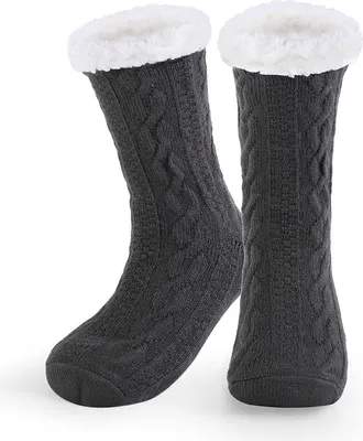 Produktbild von kuschelsocken für Herren Warme Winter Thermosocken mit Vollplüsch und Wolle Dicke Warme Pantoffeln Socken 39-47
