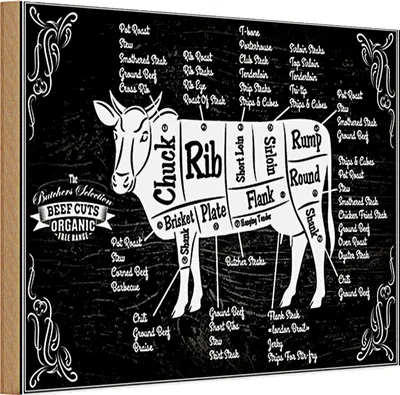 Produktbild von Holzschild Metzgerei 30x20cm Beef cuts
