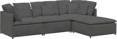 Zdjęcie produktu dla Sofa modułowa z podnóżkiem i poduszkami Tkanina sztruksowa