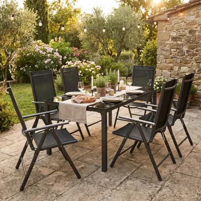 Produktbild von VCM 7 tlg. Gartenmöbel Set | Sitzgruppe Essgruppe | 1x Tisch, 6x Stühle | Tisch Maße ca. H. 76 x B. 189 x T. 90 cm | Stühle 189 SW Miami