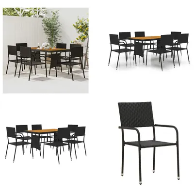 Produktbild von vidaXL 7 tlg. Garten Essgruppe Poly Rattan Schwarz - Garten Essgruppe - Garten Essgruppen - Essgruppe Terrasse - Outdoor Essgruppe