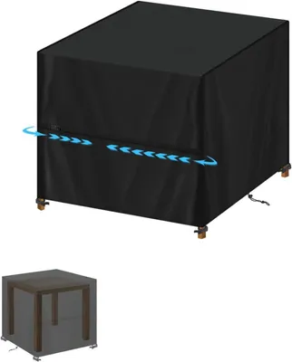 Produktbild von Gartentischabdeckung, 80 x 80 x 80 cm, Schutzhülle für Gartentische, quadratische Feuerstellenabdeckung, 420D Oxford-Gewebe, wasserdicht