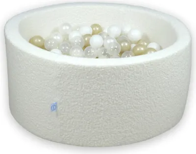 Produktbild von Dry Pool 90x40 Boucle White 300 Bälle: transparent, weiß, perlmutt, hellgold