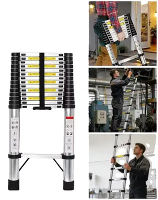 Obrázek produktu pro Teleskopický žebřík, nerezová ocel, nosnost 150 kg, 4,4 m