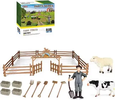 Produktbild von Bauernhof Zaun Set 3903 - Zaun mit Figuren Bauer/Schaf/Kuh/Werkzeug