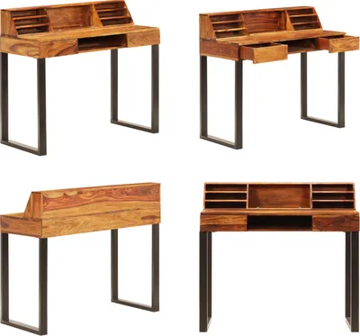 Produktbild von vidaXL Schreibtisch 110 x 50 x 94 cm Massivholz und Stahl - Schreibtisch - Schreibtische - Bürotisch - Bürotische