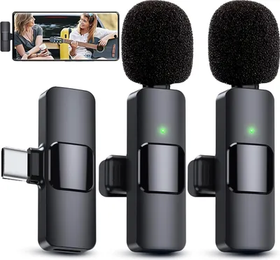 Immagine prodotto di 2 microfoni cordless per tablet telefono USB-C android per interviste