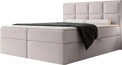 Obrázok produktu pre Selsey Silensio - posteľ s pružinovým boxom 160x200, bonellový matrac, topper, zamat, béžová