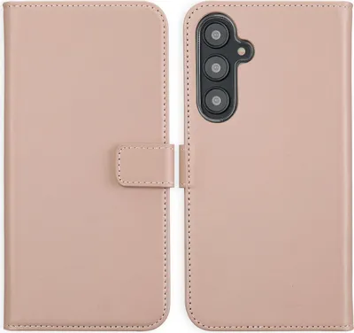Productafbeelding van Selencia Echt Leren Bookcase voor de Samsung Galaxy S24 FE - Dusty Pink