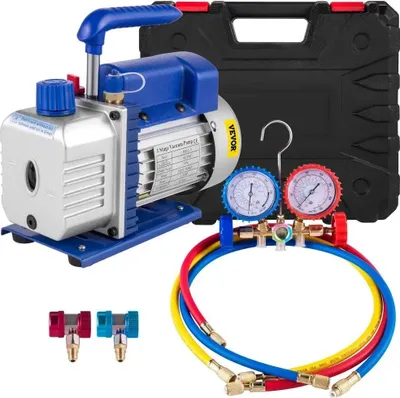 Zdjęcie produktu dla Pompa próżniowa, 1/4 hp, przyłącze 1/4" SAE, manometr 4CFM 1-3 HP