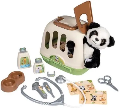 Produktbild von Tierarztkoffer, Smoby, Panda Plüschtier Inklusive, 11 Zubehörteile, 2 in 1 Transportkäfig, Kinderspielzeug ab 3 Jahren