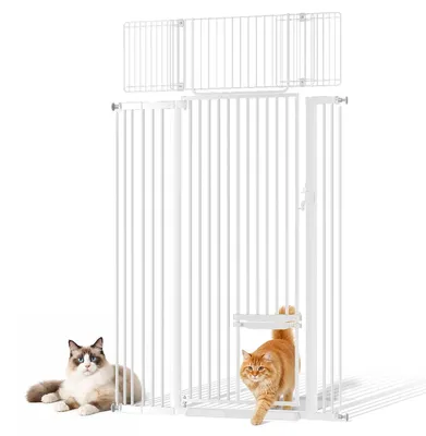 Immagine prodotto di Recinzione interna per animali domestici e bambini - Recinzione extra-alta per porte e scale, 180 cm - Larghezza regolabile da 75 a 109 cm - Passaggio con piccola apertura per animali - Bianco