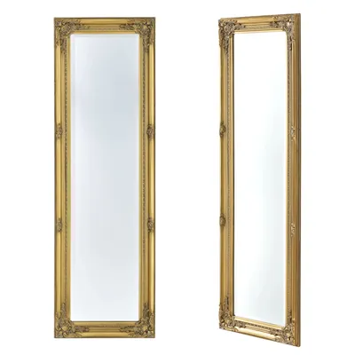 Image de In And OutdoorMatch Miroir mural Aida - Avec cadre baroque - 132x42x35 cm - Or - Bois d'eucalyptus - Design de luxe