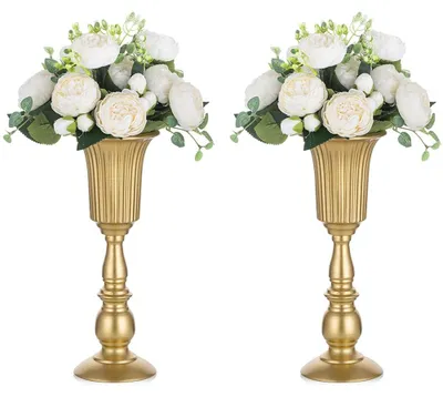 2er-Set Metall-Trompetenvase, 31,9 cm, goldbronze, für Hochzeit & Deko