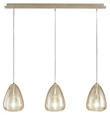 Zdjęcie produktu dla Lampa wisząca Britton z metalu i szkła borokrzemianowego, kolor bursztynowy, gniazdo E27, 3 x 40 W, nowoczesny i elegancki design do wnętrz, IP20