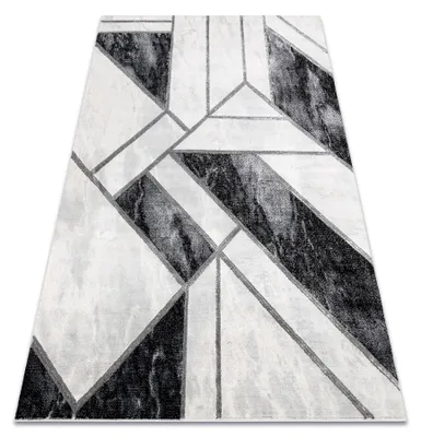 Image de Tapis EMERALD exclusif 81953 glamour, élégant marbre, géométrique noir / argent  gris 180x270 cm