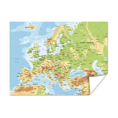 Obrázok produktu pre MuchoWow® Plagát - Mapa - Európa - Krajina - 120x90
