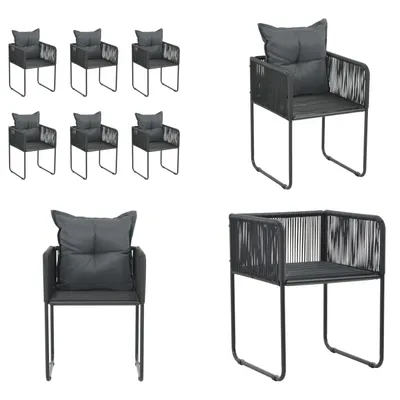 Obrázok produktu pre vidaXL Záhradné stoličky 6 ks s vankúšom Poly Rattan Black - Jedálenská stolička - Jedálenské stoličky - Záhradné jedálenské stoličky