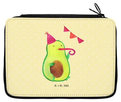 Produktbild von Mr. & Mrs. Panda Bleistiftetui Avocado Party - Gelb Pastell - Geschenk, Schlampermäppchen, Happy Birthday, Stiftemappe, Schreibmappe, Federtasche, Stiftetasche, Jubiläum