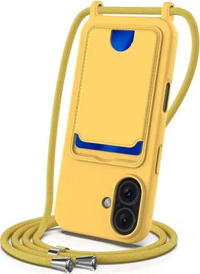 Produktbild von Mobigear Lanyard Card iPhone 16 Silikon Handykette mit Kartenhalter - Gelb