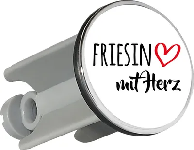 Produktbild von Huuraa Waschbeckenstöpsel Friesin mit Herz 4cm höhenverstellbar Abflussstopfen Geschenkidee