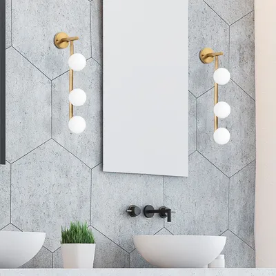 Immagine prodotto di Opviq, applique in metallo (oro), 10 x 24 cm, altezza 59 cm | IP20, 3 x G9 max 8 W (lampadina non inclusa) | Design elegante per hotel e ambienti moderni.