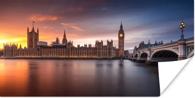 Produktbild von MuchoWow® Poster Sonnenuntergang über London 160x80 cm - Foto Poster