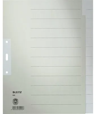 Imagen del producto de Leitz 1222-00-85 1222 Register - Tauenpapier, blanko, A4 Überbreite, 12 Blatt, grau