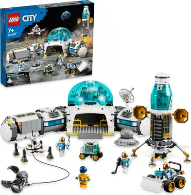 Produktbild von LEGO 60350 City Mond-Forschungsbasis Weltraum-Spielzeug aus der LEGO NASA Serie mit Astronauten-Minifiguren, Geschenk zu Weihnachten ab 7 Jahre