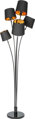 Produktbild von Design Stehlampe LEVELS 176cm mit 5 Leinenschirmen schwarz gold Stehleuchte Wohnzimmerlampe Standleuchte Leselampe
