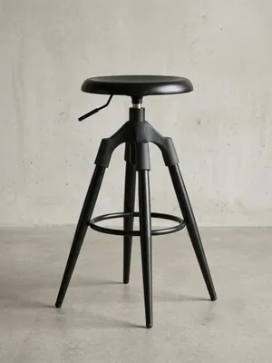 Produktbild von Barhocker Schwarz Metall 72-80 cm, Design Barstuhl 100 kg Maximalbelastbarkeit, Tresenhocker Industrial, Tresenstuhl ohne Lehne