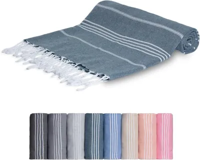 Produktbild von Strandtuch & Saunatuch – Türkisches Hamamtuch 100% Baumwolle – Badetuch 100x200 cm – Petrolblau