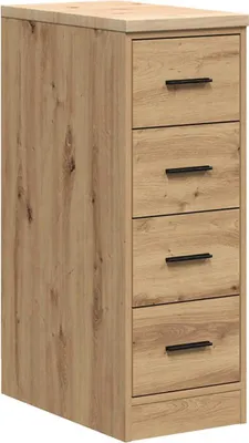 A tall, narrow cabinet with four drawers, shown from a three-quarter angle against a white background.