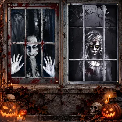 Productafbeelding van 2 stuks Halloween-decoratie voor ramen, 120 x 80 cm